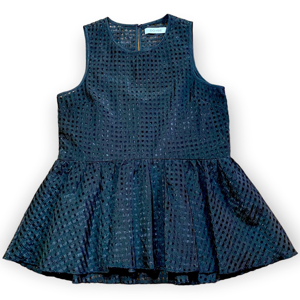 2for$30 DO+BE Black Checker Peplum Tank Top Size Small